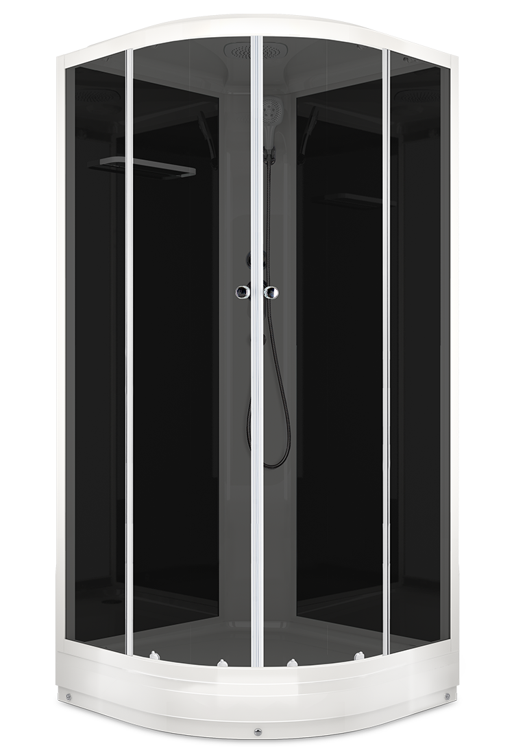 Душевая кабина Domani-Spa Delight Slim 99 (90*90*218) низ. поддон, черные стенки тонированные стекла, с/эл
