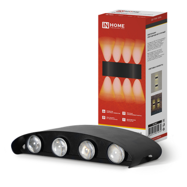 Светильник уличный настенный диодный 10Вт InHome ДБУ TWIN-10B 3000К IP54 черный (30)