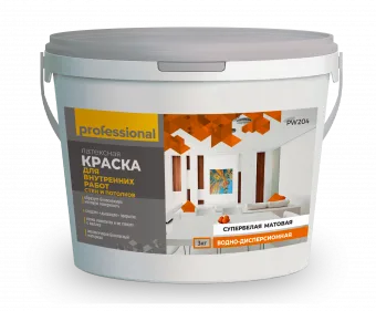 Краска ВД для внутренних работ супер белая (3,0кг) ТМ Professional PW204