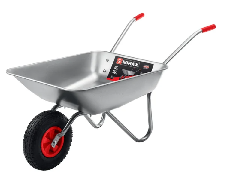 Садовая тачка MIRAX MX-1, 65 л, 90 кг, одноколесная,оцинкованная сталь