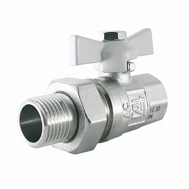 Кран шаровой бабочка 15 (1/2") НР с американкой (сгон) STI