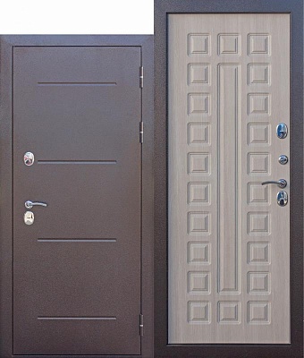 #Дверное полотно стальное ISOTERMA 11 2050*960 левое Антик Медь/Лиственница мокко(с ручкой)