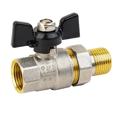 Кран шаровой бабочка 32 (1 1/4") ВР-НР с американкой усиленный TIM