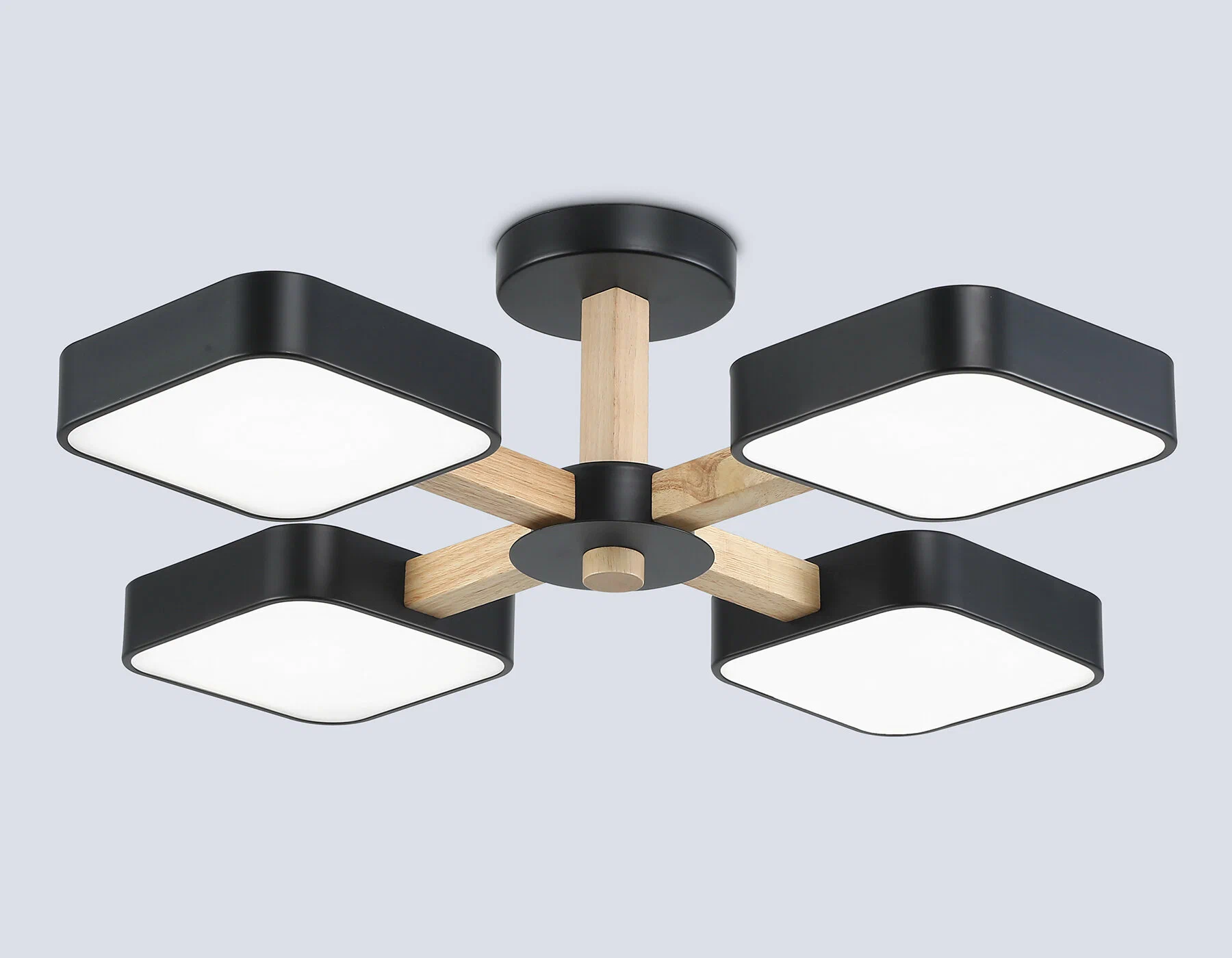 Светильник диодный 72Вт Ambrella FL4880/4 BK/WD черный/дерево 3000-6000K 5760Лм D610*160 (без ПДУ)