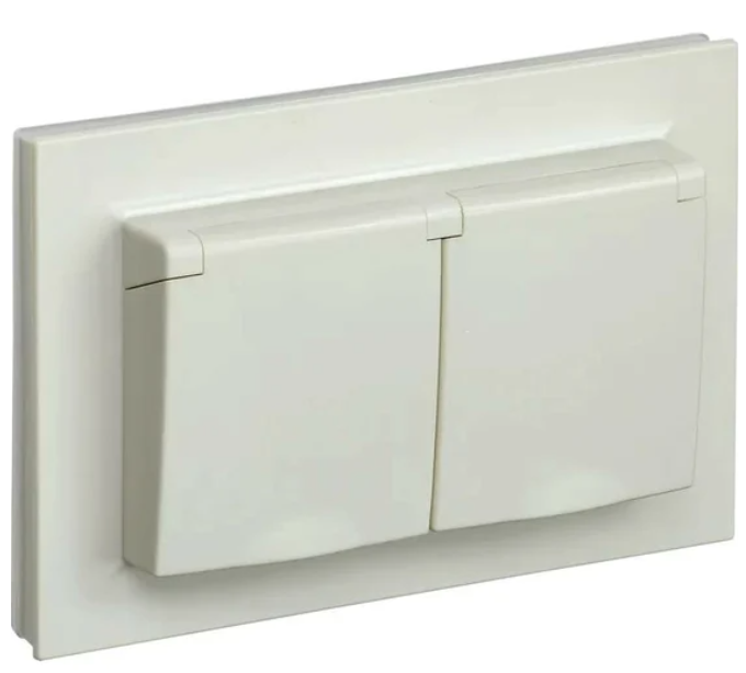 Розетка 2-м СП BRITE РСбш12-3-44- БрКр 16А в сборе IP44 с крышкой беж. IEK BR-R26-16-44-K10-F