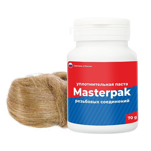 Комплект паста уплотнительная (вода, пар, 70 г) Masterpak + лён, MP