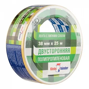 Лента клеящая 38мм*25м двухсторонняя полипропилен Klebebander/48