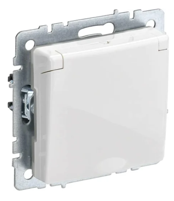 Розетка BRITE РСбш10-3-БрБ 16А IP20 с заземл. защ. шторки с крышкой бел. IEK BR-R16-16-K01