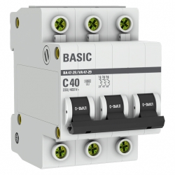 Автоматический выключатель 3Р 40А (С) 4,5кА ВА 47-29 EKF Basic