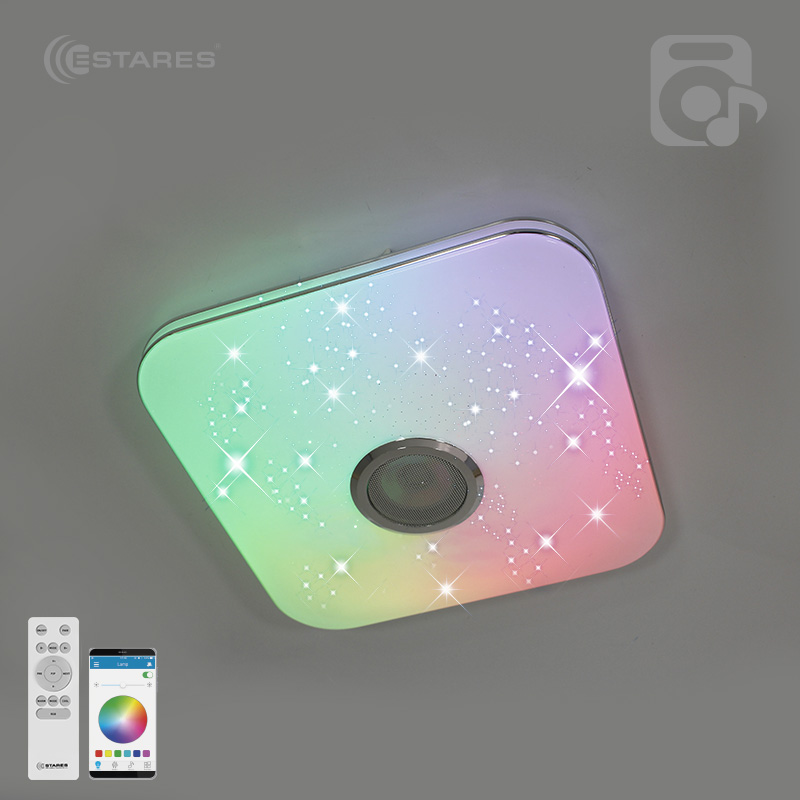 Управляемая светодиодная музыкальная люстра Estares MUSIC RGB 40W S-APP-330-WHITE/CHROME-220-IP20