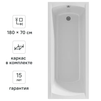 Ванна акриловая Ницца 180*70 с каркасом