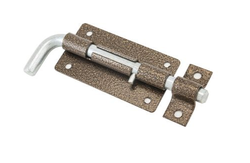 Засов дверной  Киров ЗД-10 загнутый ригель 120 мм. (Антик Бронза)