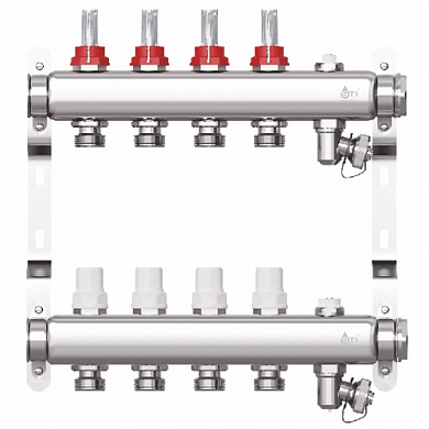 Коллекторная группа STI в сборе со встр. расх. из нерж. стали 1х4 вых.3/4