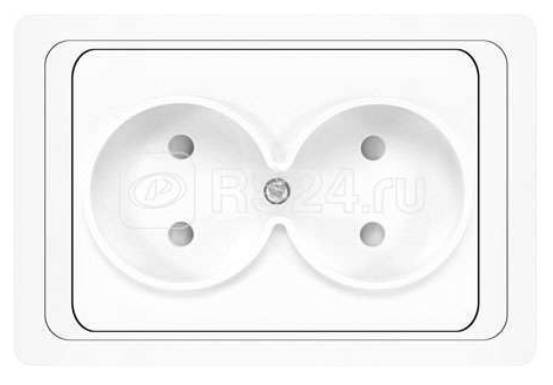 Розетка 2-м СП Валери 16А IP20 без заземл. защ. шторки бел. UNIVersal В0102x