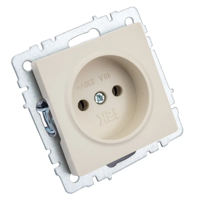 Розетка BRITE РС10-1-0-БрКр 10А без заземл. без защ. шторок беж. IEK BR-R10-10-K10