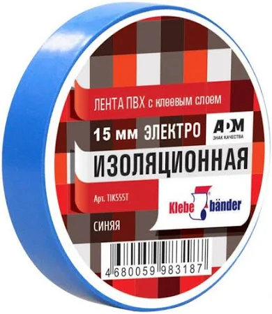 TIK555T Изолента ПВХ 15 х 10 синяя Klebebander/200/8