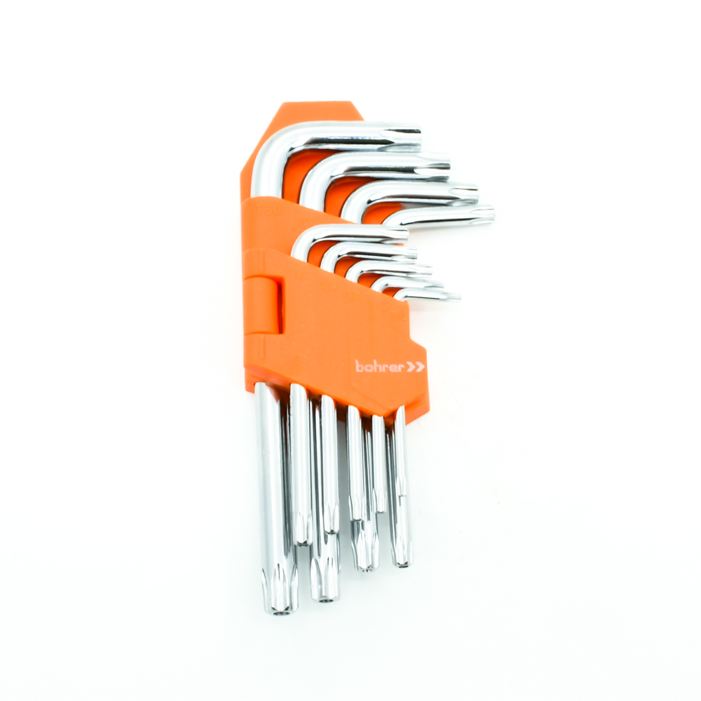 Набор ключей Bohrer шестигранных (имбусовых) TORX (T10;T15;T20;T25;T27;T30;T40;T45;T50) (9 шт.) (сталь CrV HRC 56-62)  (72/18/1)