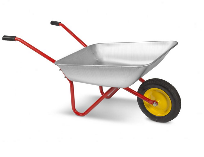 Тачка садовая одноколёсная (объем 65л, до 80кг, d колеса  350 мм, труба 25*1,2, кузов 0,6 мм)