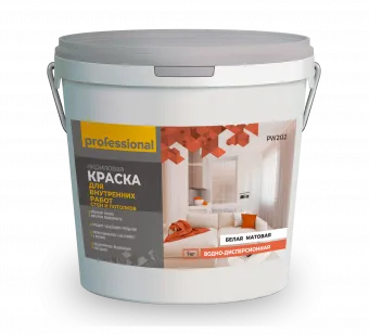 Краска ВД для внутренних работ белая (7,0кг) ТМ Professional PW202