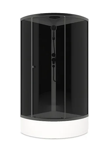 Душевая кабина Domani-Spa Simple 99 V1.2 Black accents С КРЫШЕЙ, сред поддон, черные стенки, тон стекла,Graphite проф, б/эл 90*90*218