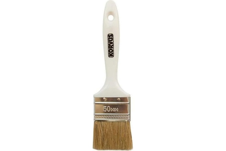 Кисть плоская KORVUS, "Хобби", 50мм, пластиковая ручка, смешанная щетина
