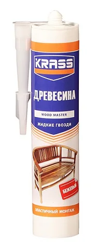 Клей KRASS ЖГ для древесины Эластичный монтаж (Древесина) Бежевый 300мл Лакра