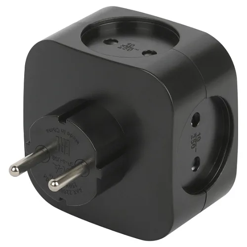 Разветвитель электрический  SP-4-USB-B на 4 розетки 220V + 2xUSB 2400mA, без заземл 10А (черный) ЭРА