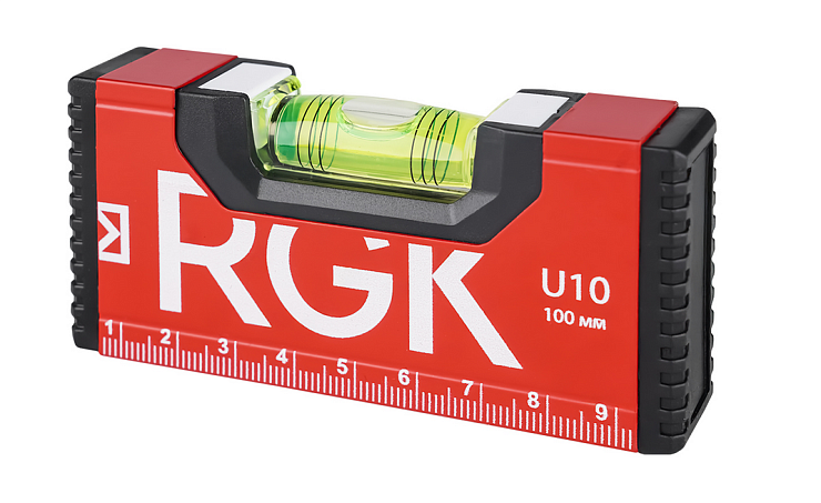 Уровень строительный RGK U10 (100мм) магн.