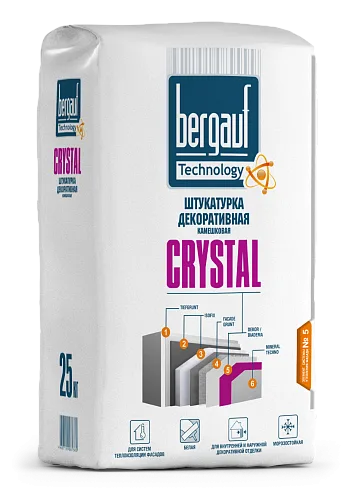 Штукатурка декоративная с фактурой "камешковая" Crystal 2.5 25 кг. ТМ BERGAUF  (1/56шт)