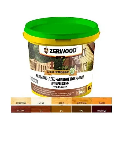 Пропитка по дереву аквалазурь тик (0,9кг) ТМ ZERWOOD (1/12шт)