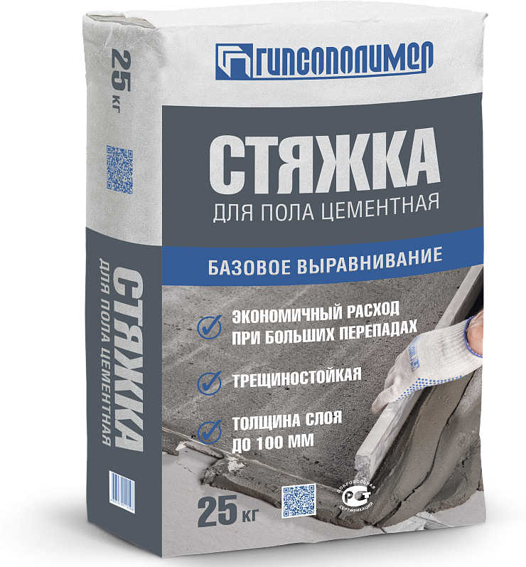 Стяжка для пола цементная 25 кг ТМ Гипсополимер  (1/56) 