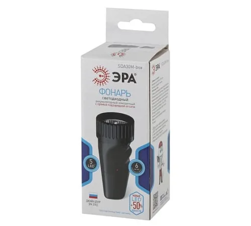 Фонарь SDA30M-Box NEW Аккум NiMH, 5LED, прямая подзарядка, картон ЭРА
