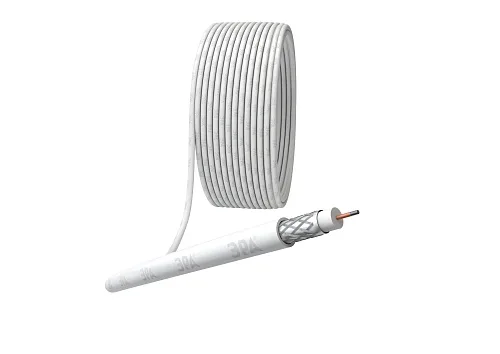 Кабель коаксиальный RG-6U, 75Ом, CCS/(оплётка Al 48%), PVC, цвет белый, бухта 20 м, SIMPLE (20/360) ЭРА