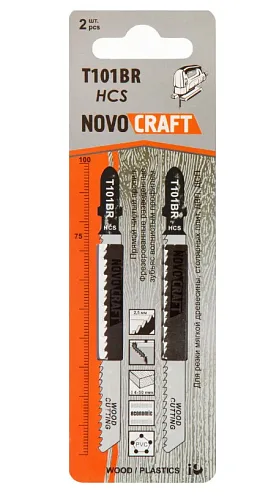 Пилка для электролобзика по дереву, T 101 BR, 4-30 mm, сталь HCS, Novocraft,  (уп. 2 шт.)