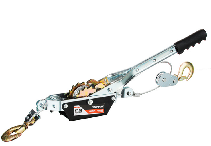 Лебедка ручная рычажная 2т, длина троса 1,8м ЕРМАК