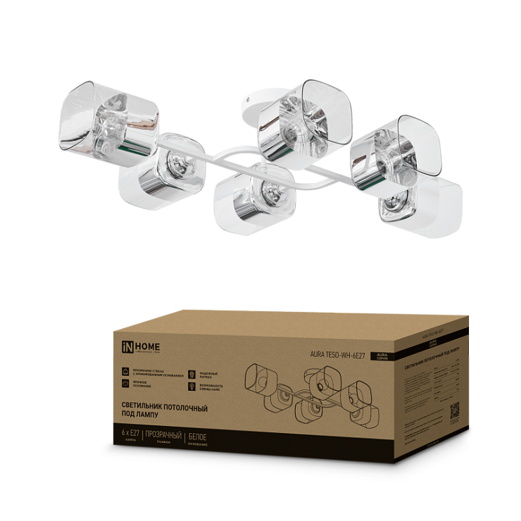 Люстра классическая 6хE27 AURA TESO-WH 720x430x150 белый InHome