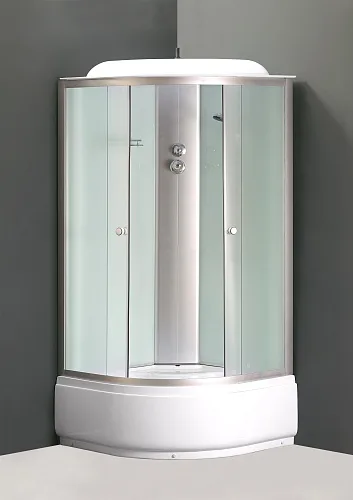 Душевая кабина EvaGold F902WS (90*90, высокий поддон, рифл. стекла, белая стенка, хром матовый профиль 3к)