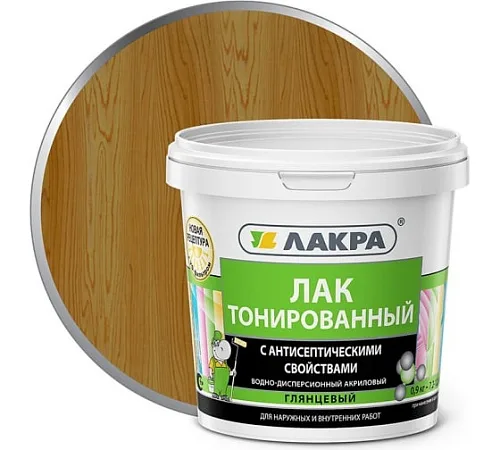 Лак в/д тонированный Лакра Дуб 0,9кг