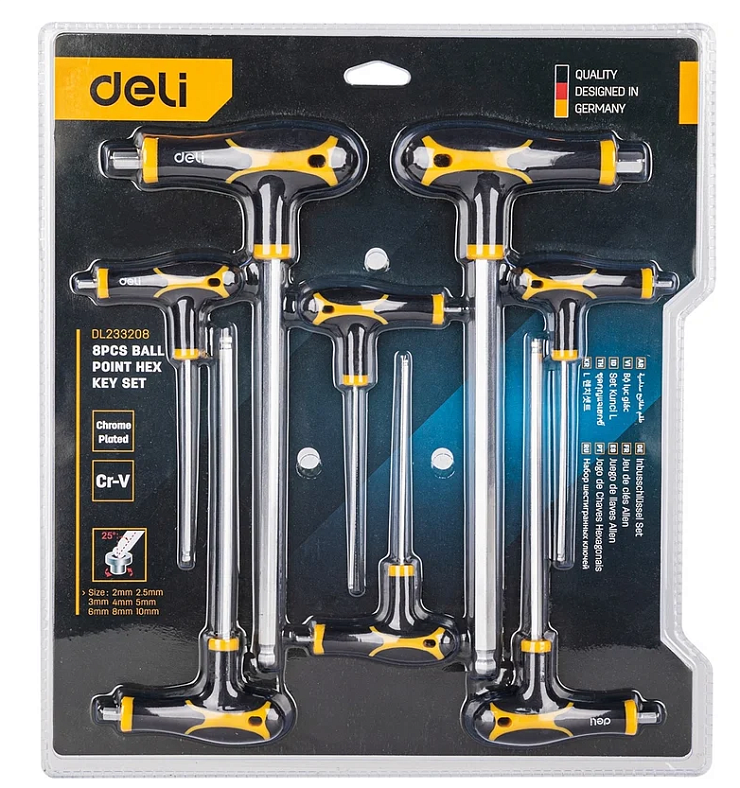Набор шестигранных ключей 8 шт, Deli DL233208