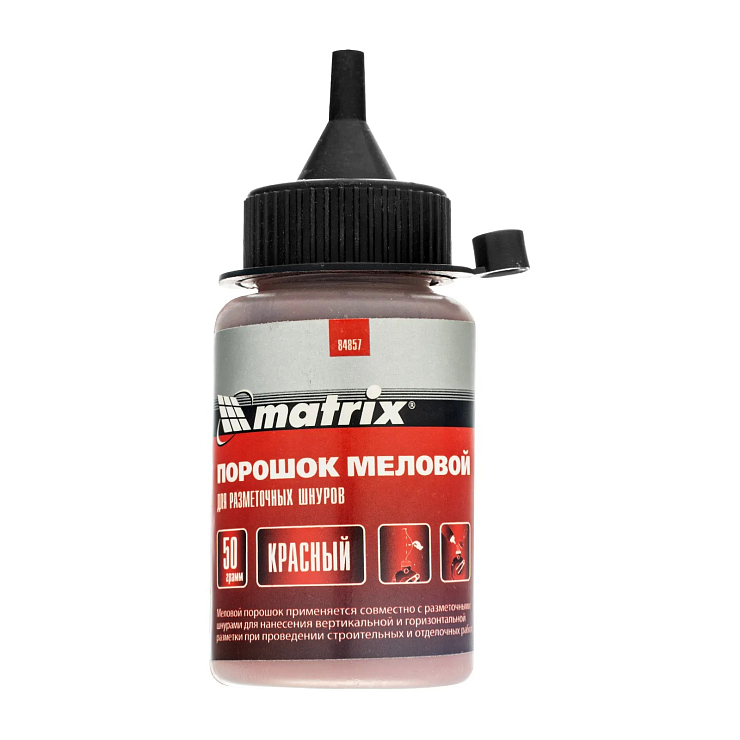 Порошок меловой, 50г, для шнуров разметочных, красный MATRIX