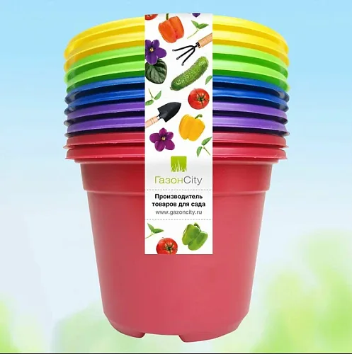 Горшок круглый Color 0,5л d11см h8,5см разноцветные упаковка 10шт 1/30 (ГС)	
