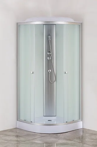 Душевая кабина EvaGold F901WS (90*90, низкий поддон, рифл. стекло, белая стенка, хром матовый проф. 3к.)
