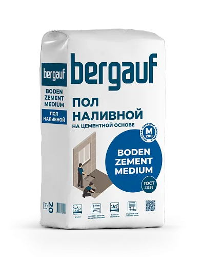 Пол наливной на цементной основе Boden Zement Medium 20 кг ТМ BERGAUF (1/56)