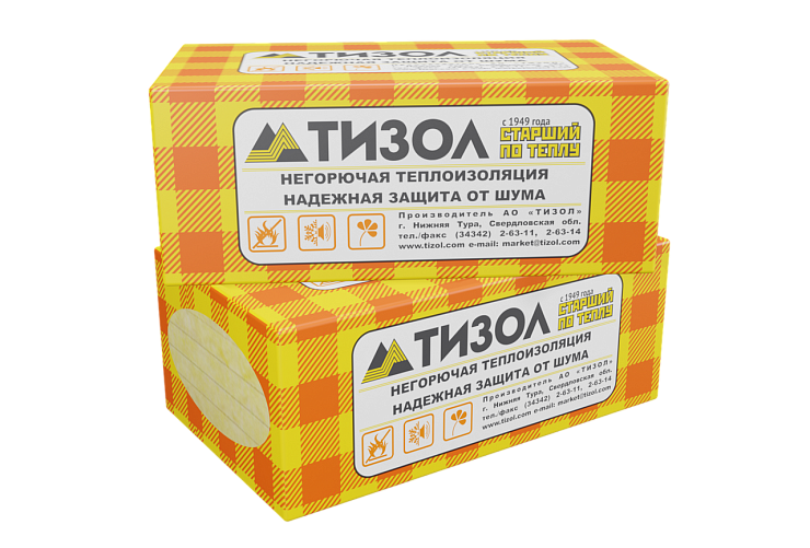 Утеплитель базальтовый 40 плотность Евро-Лайт (100*1000*600)(4,8 м2 0,48 м3 8 пл/уп) ТМ Тизол