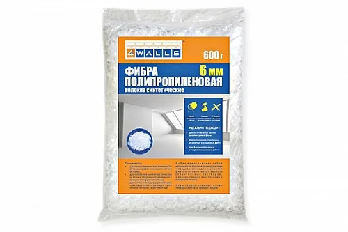 Фибра полипропиленовая 6мм 4WALLS (600гр/уп)/12 FBV001V