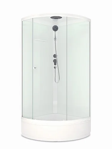 Душевая кабина Domani-Spa Simple 99 V1.2 С КРЫШЕЙ, сред поддон, бел стенки, прозр стекла, б/эл 90*90*218