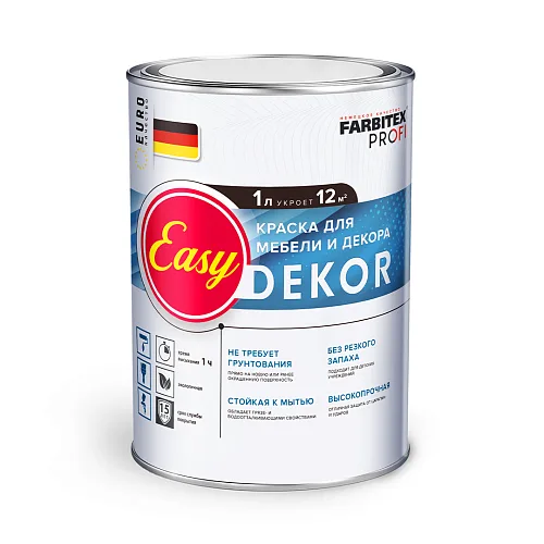 Краска акриловая для мебели и декора EasyDekor (1 л / 1.35 кг) FARBITEX PROFI