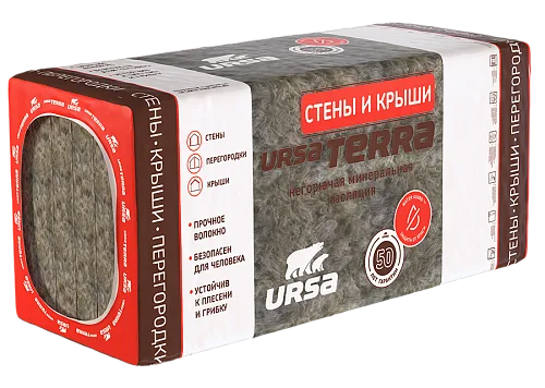 Утеплитель на основе стекловолокна Terra 36PN-10 (50*610*1250) (7,625 м2 0,381 м3) 10 шт/уп ТМ URSA 