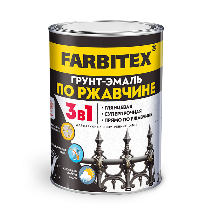 Грунт-эмаль по ржавчине 3в1 белый (1,8 кг) FARBITEX