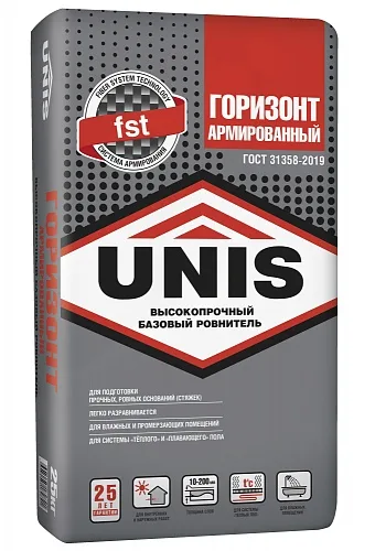 Ровнитель пола Горизонт Армированный 25 кг ТМ UNIS (1/48)